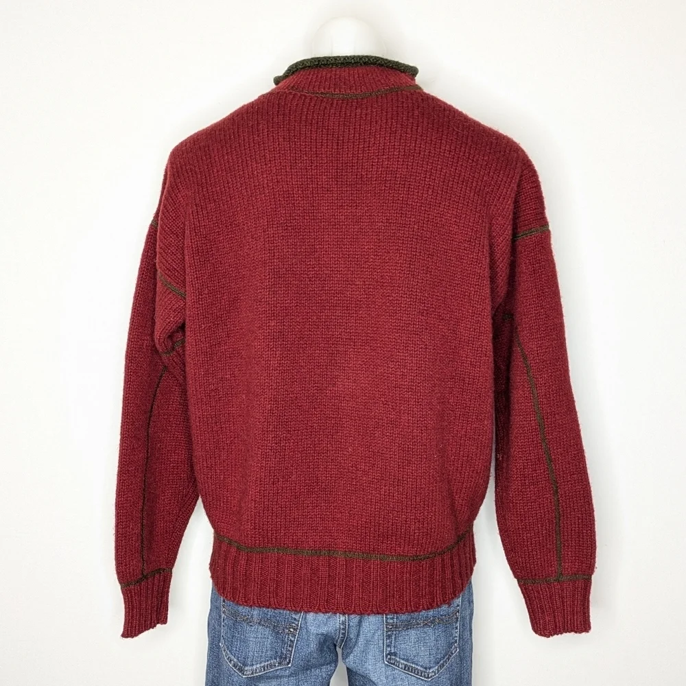 Structure Red Green High Neck Wool Sweater L